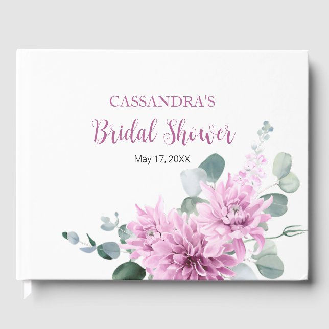 Libro De Visitas Dahlia Morada de Eucalipto Bridal Shower  (Anverso)