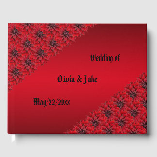 Libro De Visitas Dahlias rojas en sangre en boda de estilo gótico