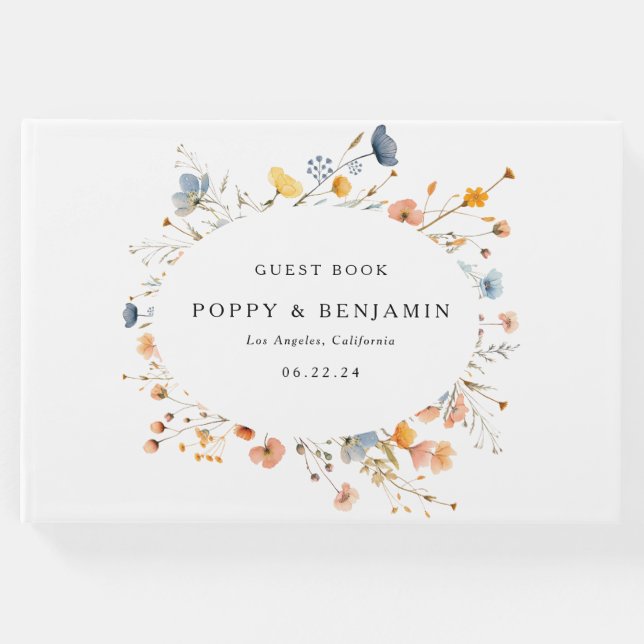 Libro De Visitas Dainty Floral Wildflower Boda (Anverso)
