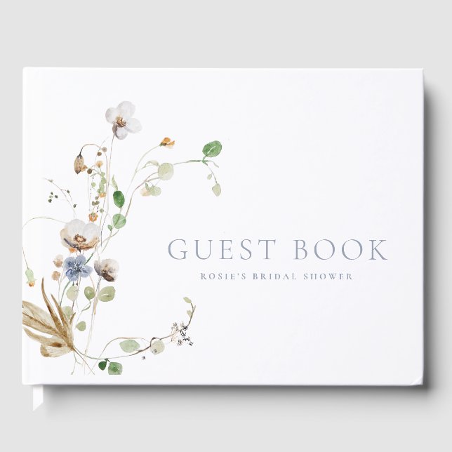 Libro De Visitas Dainty Wildflower Dusty Blue (Anverso)
