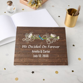 Libro De Visitas Daisy y perlas sobre madera de roble