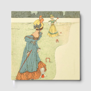 Libro De Visitas Damas Victorianas Croquet Fiesta de Jardín Vintage