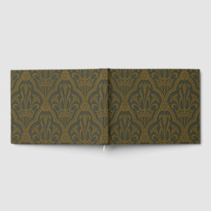 Libro De Visitas Damasco Audsley Vintage Gold Lily Crown Green Art
