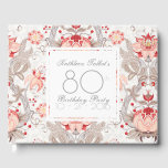 Libro De Visitas Damask Floral 80th Birthday Party Guest Book<br><div class="desc">Hermoso patrón floral adamascado vintage sobre fondo pálido. Sofisticado y femenino libro de invitados de la fiesta de cumpleaños número 80 con formas cuadradas blancas y transparentes para el texto. Puede cambiar fácilmente el texto (fuente, color, tamaño y posición) haciendo clic en el botón personalizar. Coincidiendo con la caja de...</div>
