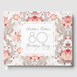 Libro De Visitas Damask Floral 80th Birthday Party Guest Book<br><div class="desc">Hermoso patrón floral adamascado vintage sobre fondo pálido. Sofisticado y femenino libro de invitados de la fiesta de cumpleaños número 80 con formas cuadradas blancas y transparentes para el texto. Puede cambiar fácilmente el texto (fuente, color, tamaño y posición) haciendo clic en el botón personalizar. Coincidiendo con la caja de...</div>