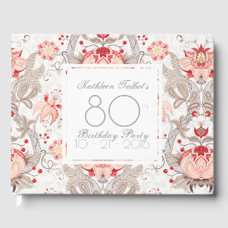 Libro De Visitas Damask Floral 80th Birthday Party Guest Book