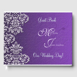 Libro De Visitas Damask Royal Purple Boda Guest Book