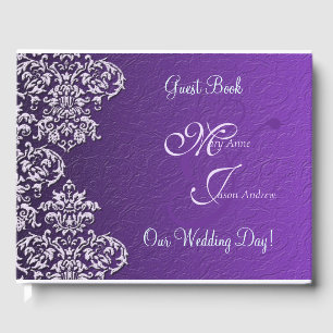 Libro De Visitas Damask Royal Purple Boda Guest Book