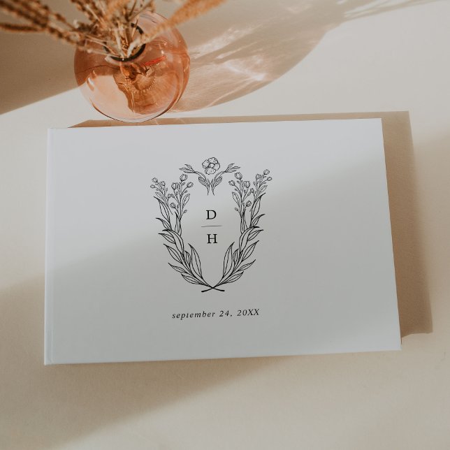 Libro De Visitas DAPHNE Elegante Boda Clásico Blanco Negro (DAPHNE Elegant Vintage Black White Classic Wedding Guest Book)