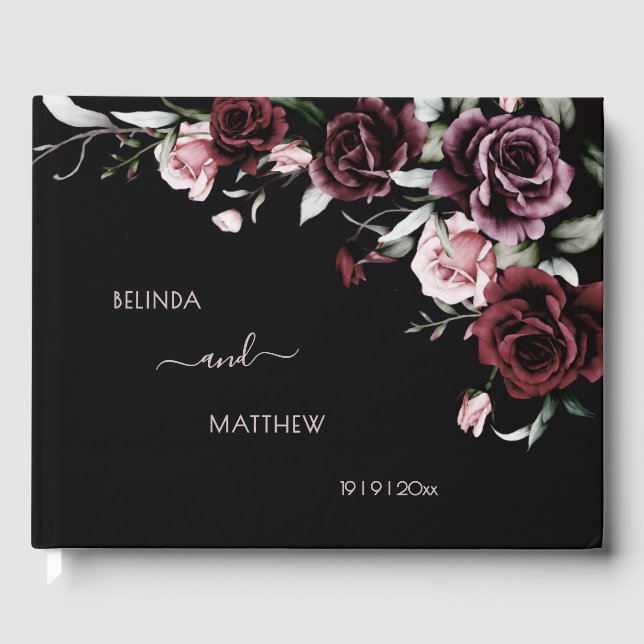 Libro De Visitas Dark Romantic Roses | Wedding (Anverso)