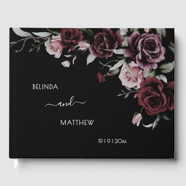 Libro De Visitas Dark Romantic Roses | Wedding (Anverso)