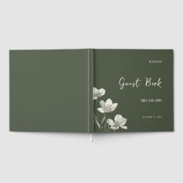 Libro De Visitas Dark Sage Green Botanical Wedding