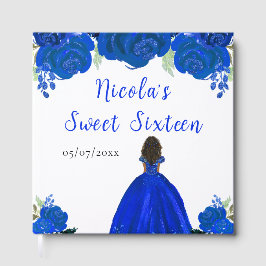 Libro De Visitas Dark Skin Princess Blue Sweet Dieciséis Guest Book