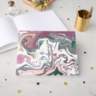 Libro de Visitas de Acrílico Líquido Verde y Rosa 