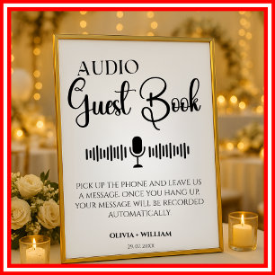 Libro de visitas de audio elegante signo de boda