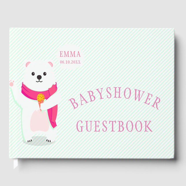 Libro de visitas de Baby Shower Cute Polar Bear (Anverso)