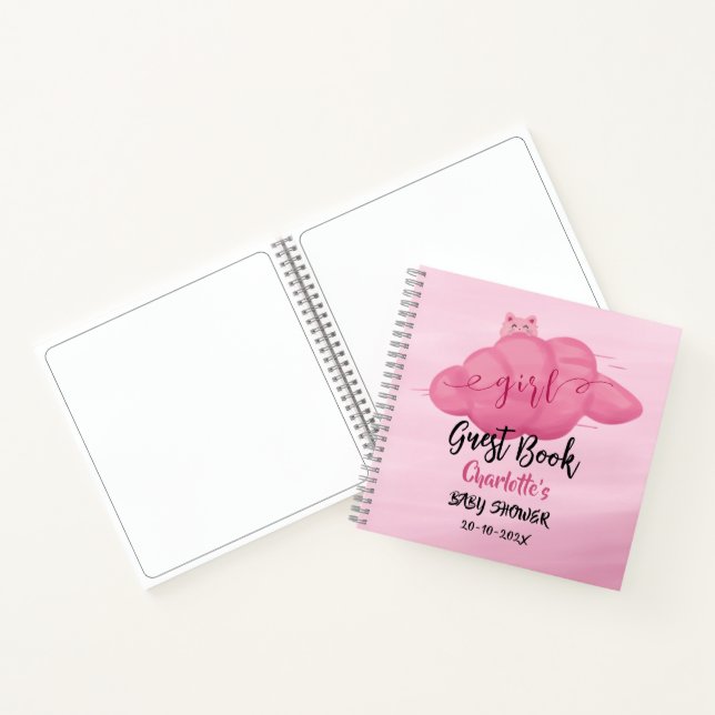 Libro de visitas de baby shower de niña con nube d (Interior)