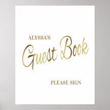 Libro de visitas de baby shower de oro blanco eleg