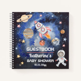 Libro de visitas de Baby Shower sobre planetas de 