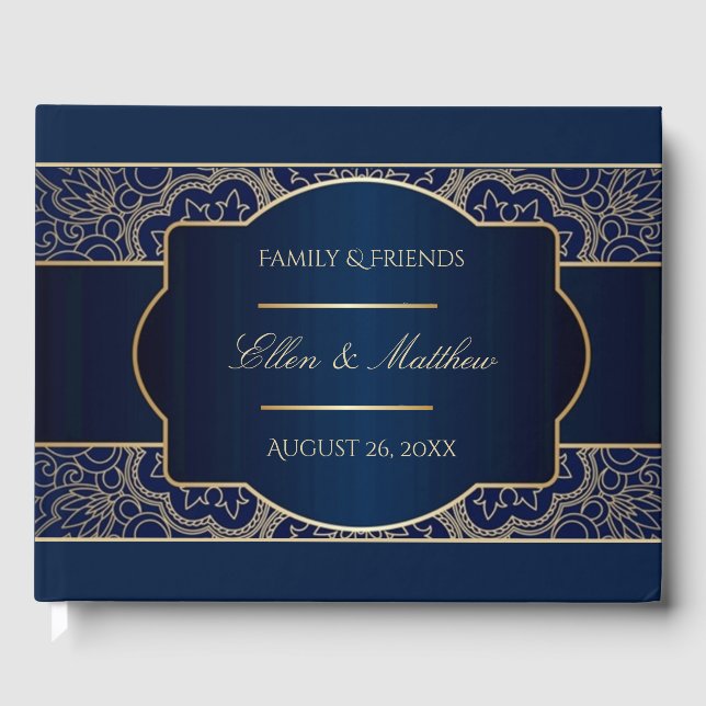 Libro de visitas de Boda azul de lujo (Anverso)