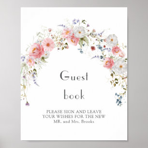 Libro de visitas de Bodas blancos rosados en el ar