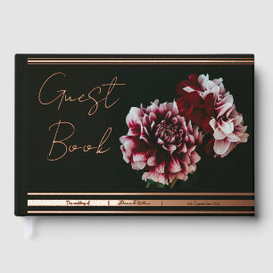 Libro de visitas de Bodas de Peonies Negros y Rosa