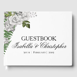 Libro de visitas de Bodas sobre rosas y helechos b