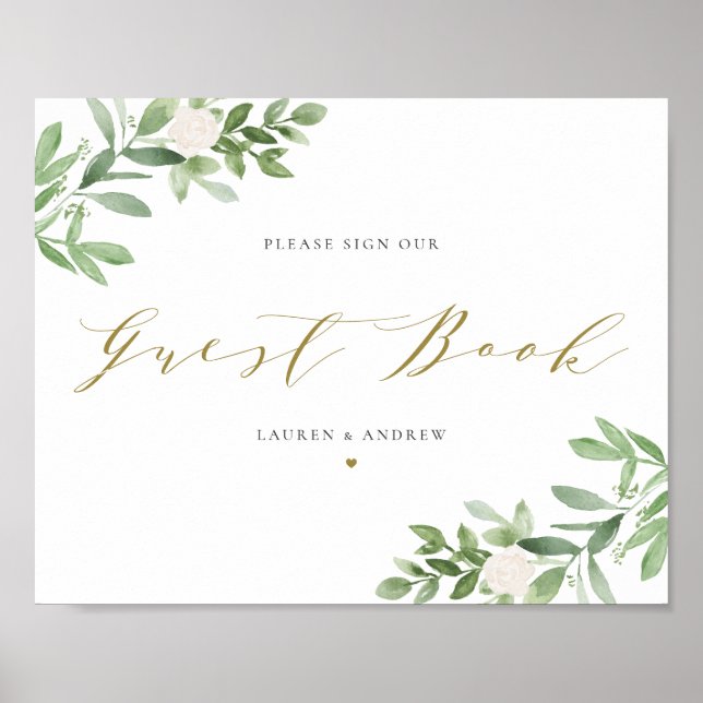 Libro de visitas de flores blancas y vegetación en (Frente)