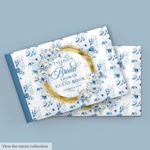 Libro de Visitas de Flores Boho con Brillo Dorado