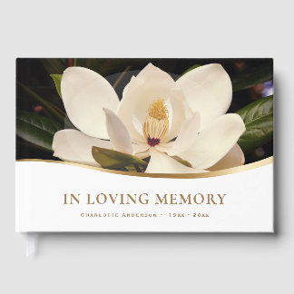 Libro de visitas de funeral de magnolia blanca