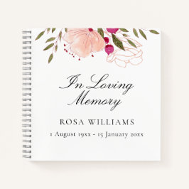 Libro de Visitas de Funeral Floral Elegante En Mem