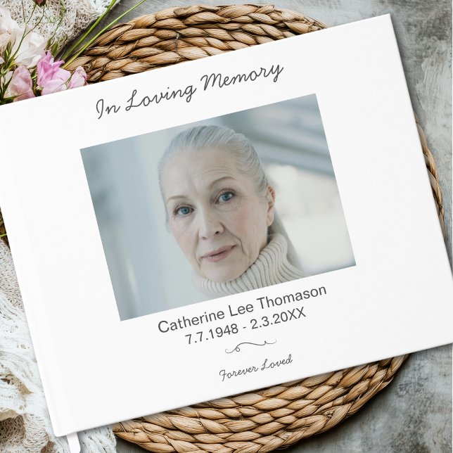Libro de visitas de funeral Simple Elegante En Mem (Simple Elegant In Loving Memory Funeral Guest Book)