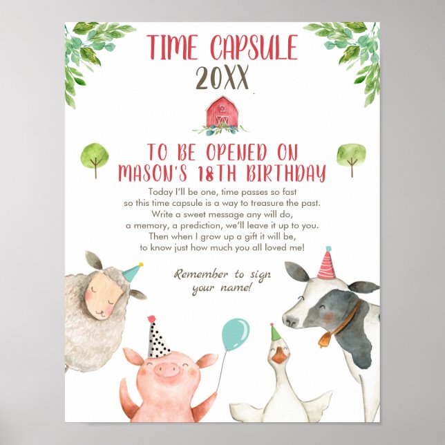 Libro de visitas de la granja Time Capsule Birthda (Frente)