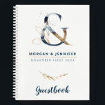 Libro de visitas de la Marina y el Oro<br><div class="desc">Un recuerdo perfecto para el mejor día de tu vida. Un cuaderno para recoger todas las firmas y deseos de sus invitados. Este cuaderno presenta un elegante ampersand para coincidir con "The Navy and Gold Ampersand Collection", pero también es ideal para todas las bodas con elegancia en oro y marina....</div>