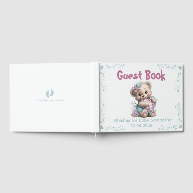Libro de visitas de oso de peluche para baby showe (Lleno)