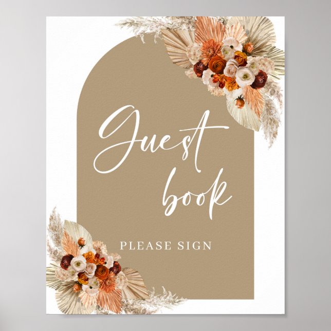 Libro de visitas de terracota naranja quemado y be (Frente)