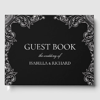 Libro De Visitas Deco moderno | Elegante Boda blanco y negro