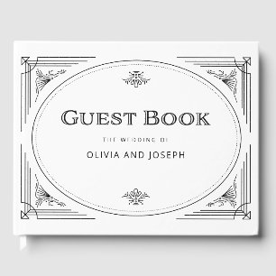 Libro De Visitas Deco moderno Elegante Boda blanco y negro