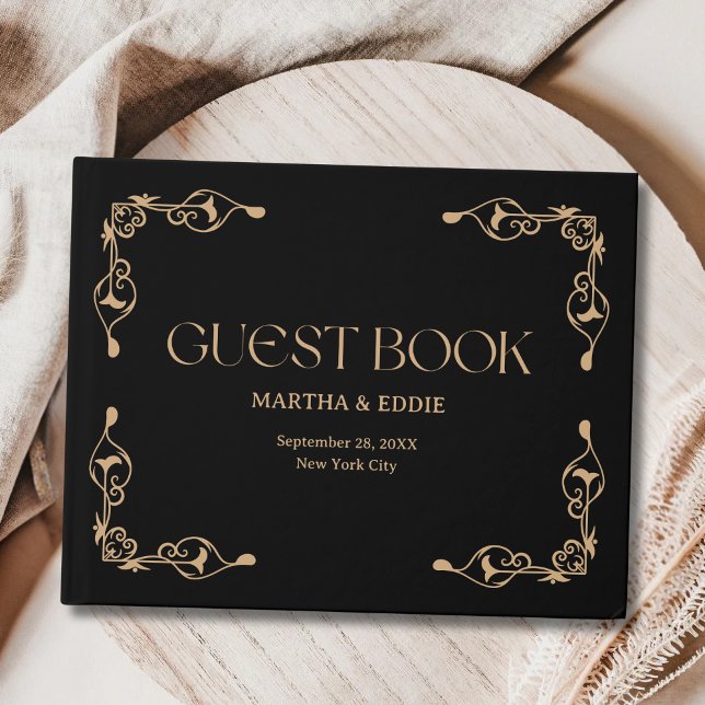 Libro De Visitas Deco moderno | Elegante Boda negro y oro (Subido por el creador)