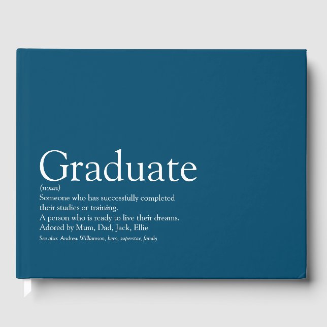 Libro De Visitas Definición de Graduado Azul Moderno (Anverso)
