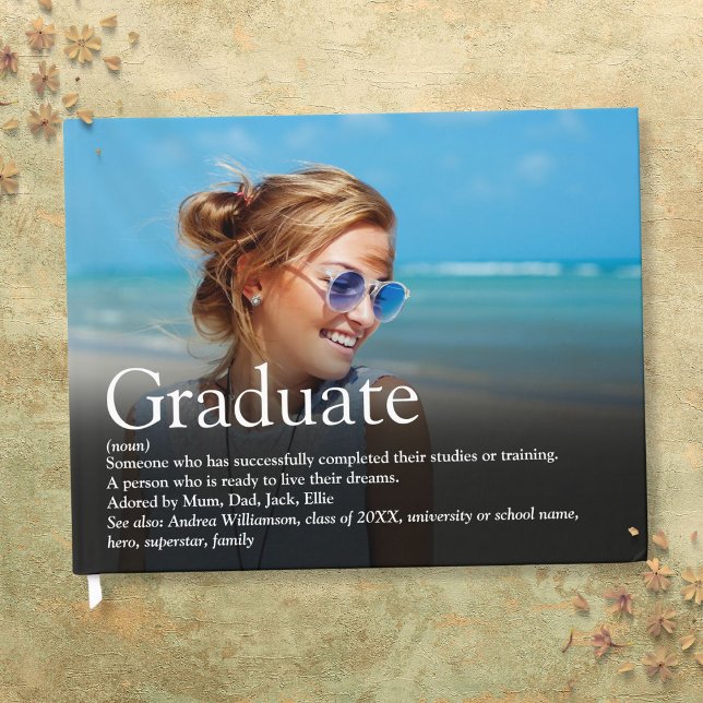 Libro De Visitas Definición de graduado de fotografía personalizada (Personalized Photo Graduate Definition Guest Book)
