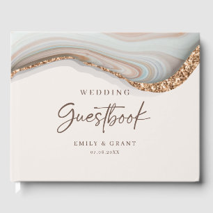 Libro de visitas del Boda Agate Stone Marble
