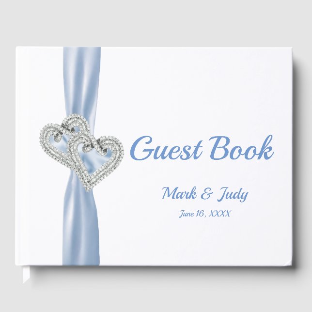 Libro de visitas del Boda Blue Diamond Hearts (Anverso)