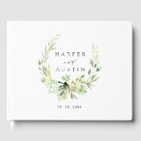 Libro de visitas del Boda botánico de Wreath Green