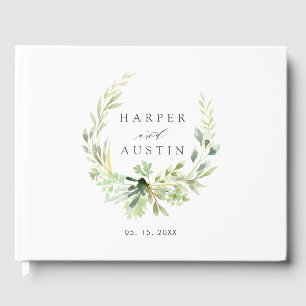 Libro de visitas del Boda botánico de Wreath Green