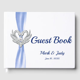 Libro de visitas del Boda Cisne Plateado Blue Ribb