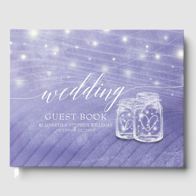 Libro de visitas del Boda Couple Mason Jars String (Anverso)