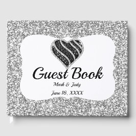 Libro de visitas del Boda de Black Heart Purpurina
