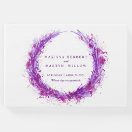 Libro de visitas del boda de color morado de la co