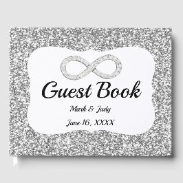 Libro de visitas del Boda de Silver Purpurina Diam